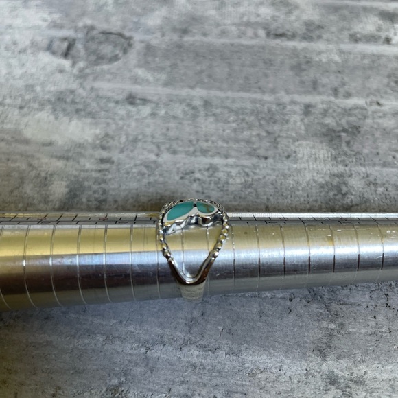 925 sterling silver butterfly Ring w turquoise inlay wings and beaded edge, 7 - Picture 5 of 5